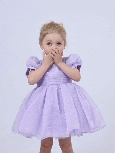 kids atelier tulleen Purple Brixton Puff-Sleeve Party Dress