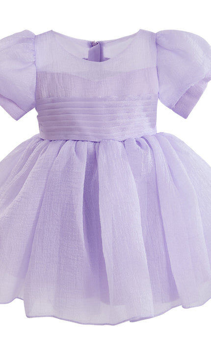 kids atelier tulleen Purple Brixton Puff-Sleeve Party Dress