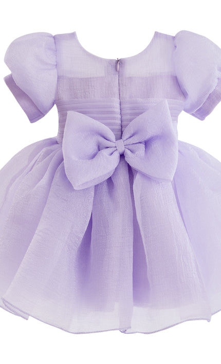 kids atelier tulleen Purple Brixton Puff-Sleeve Party Dress