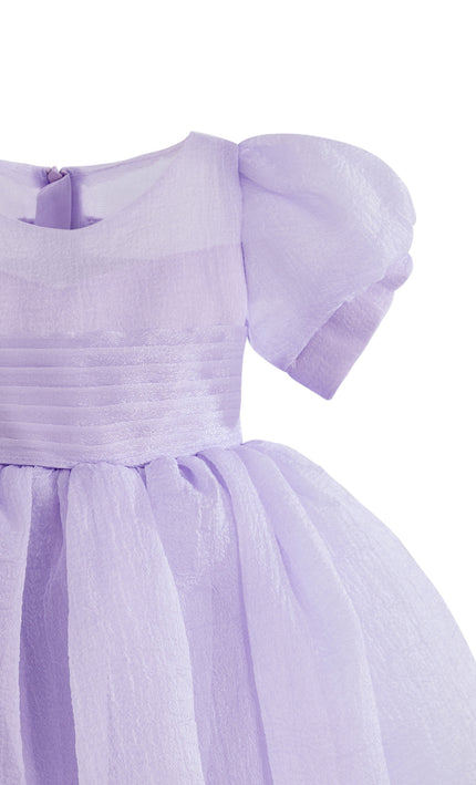 kids atelier tulleen Purple Brixton Puff-Sleeve Party Dress