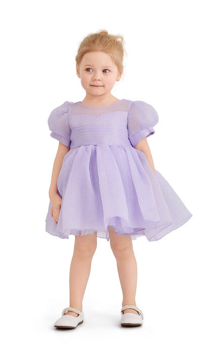 kids atelier tulleen Purple Brixton Puff-Sleeve Party Dress