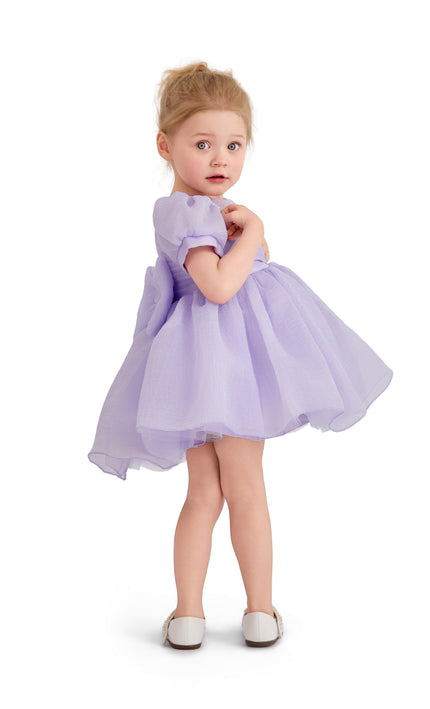 kids atelier tulleen Purple Brixton Puff-Sleeve Party Dress
