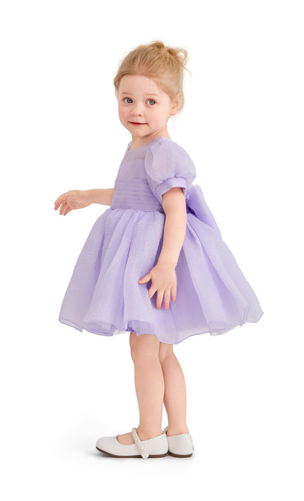 kids atelier tulleen Purple Brixton Puff-Sleeve Party Dress