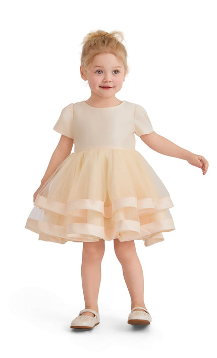 kids atelier tulleen Champagne Suttona Satin Bow Dress