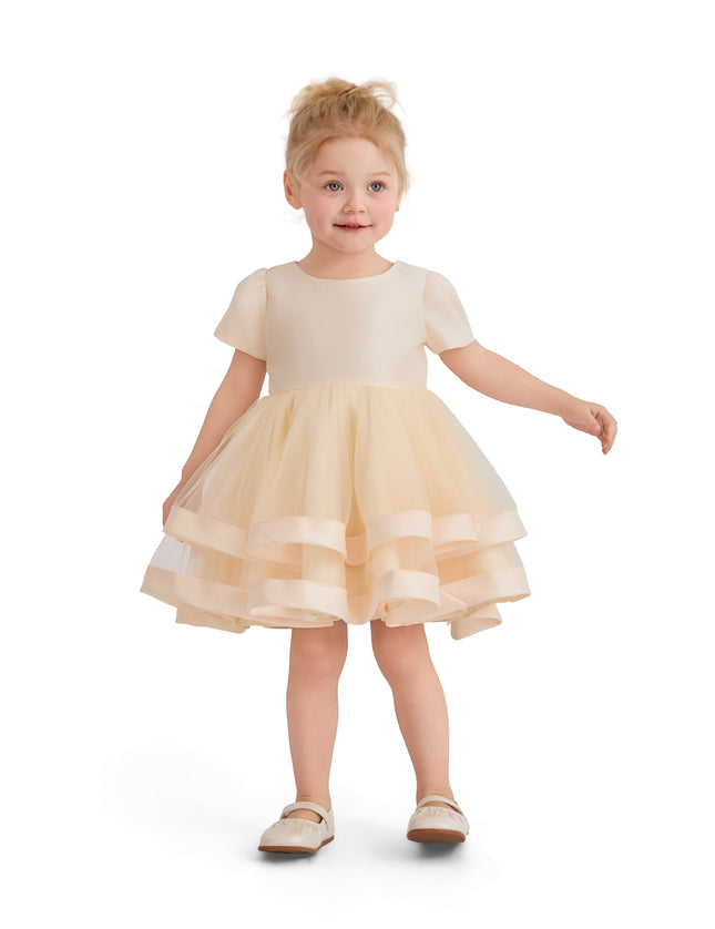 kids atelier tulleen Champagne Suttona Satin Bow Dress