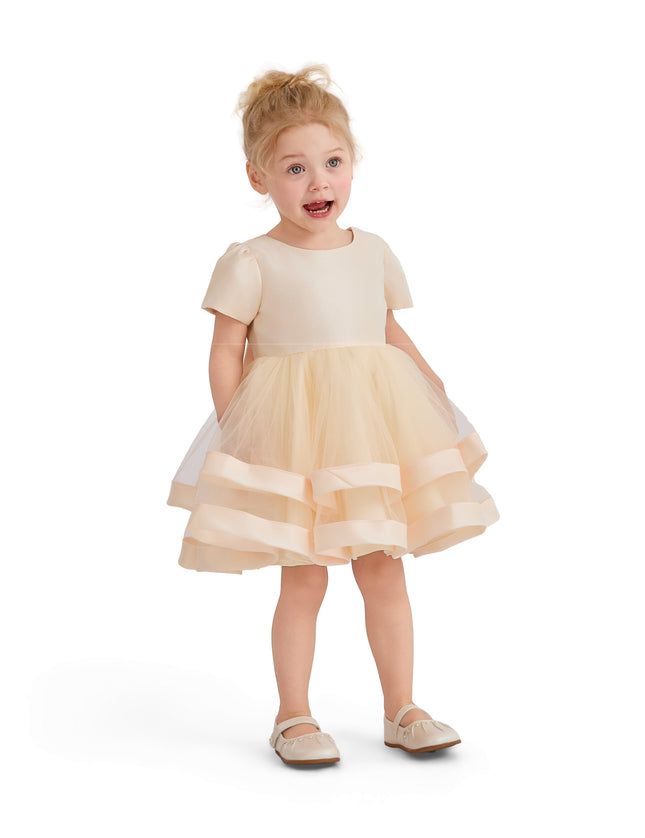 kids atelier tulleen Champagne Suttona Satin Bow Dress