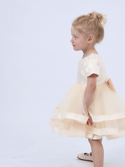 kids atelier tulleen Champagne Suttona Satin Bow Dress