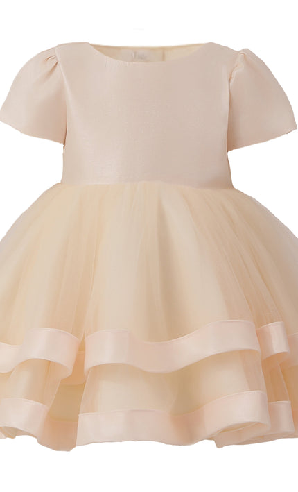 kids atelier tulleen Champagne Suttona Satin Bow Dress