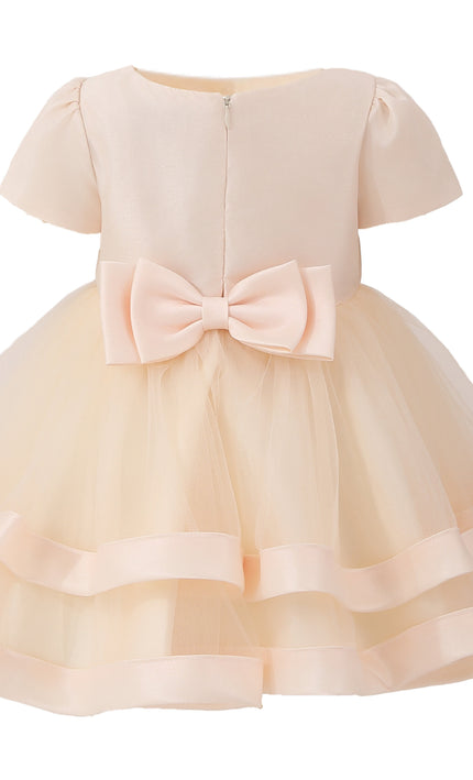 kids atelier tulleen Champagne Suttona Satin Bow Dress