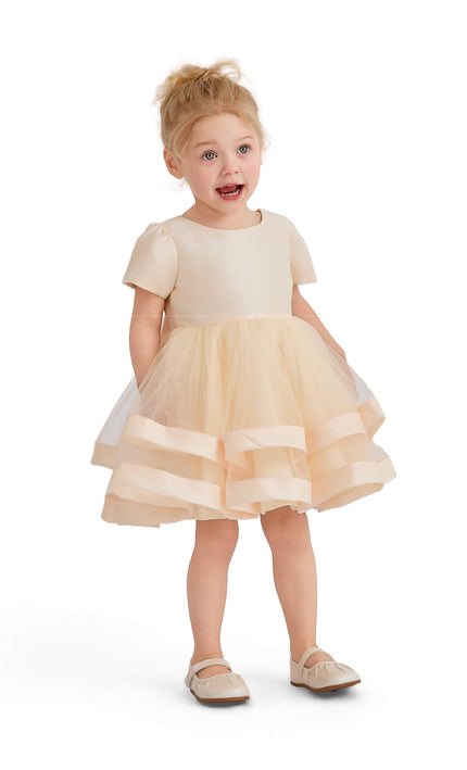 kids atelier tulleen Champagne Suttona Satin Bow Dress