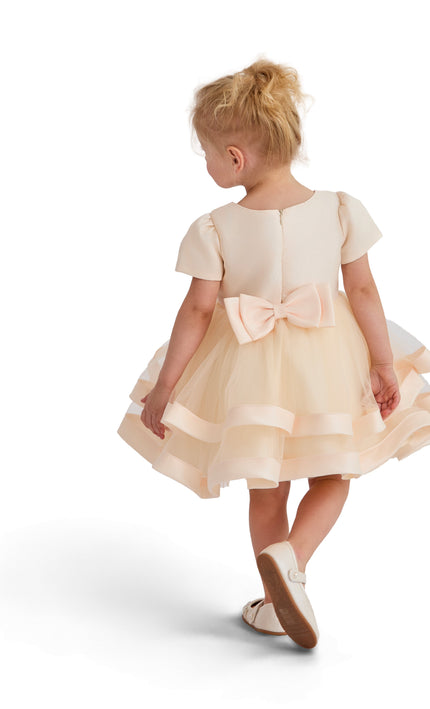 kids atelier tulleen Champagne Suttona Satin Bow Dress