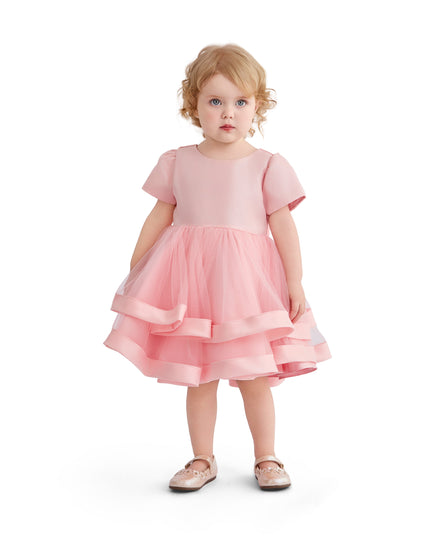 kids atelier tulleen Pink Suttona Satin Bow Dress