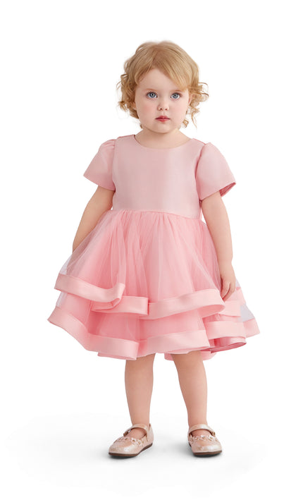 kids atelier tulleen Pink Suttona Satin Bow Dress