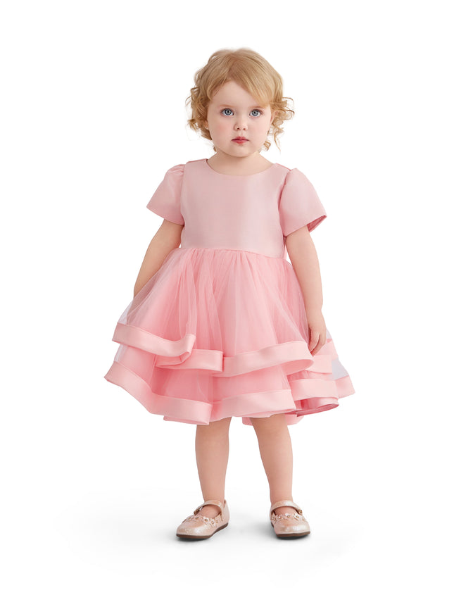 kids atelier tulleen Pink Suttona Satin Bow Dress