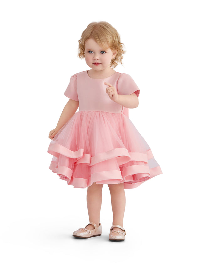 kids atelier tulleen Pink Suttona Satin Bow Dress