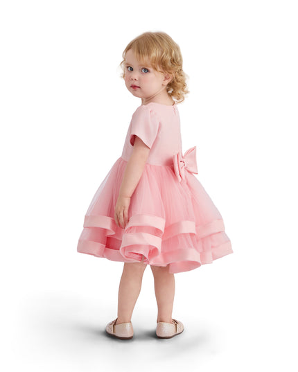 kids atelier tulleen Pink Suttona Satin Bow Dress