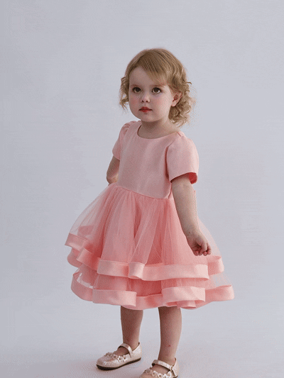kids atelier tulleen Pink Suttona Satin Bow Dress