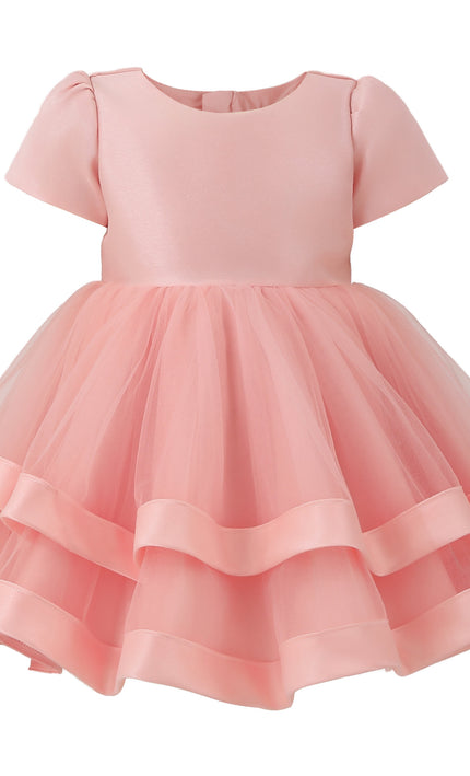 kids atelier tulleen Pink Suttona Satin Bow Dress