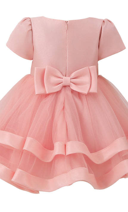 kids atelier tulleen Pink Suttona Satin Bow Dress