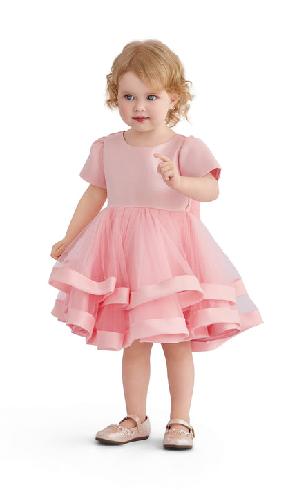 kids atelier tulleen Pink Suttona Satin Bow Dress