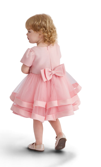 kids atelier tulleen Pink Suttona Satin Bow Dress