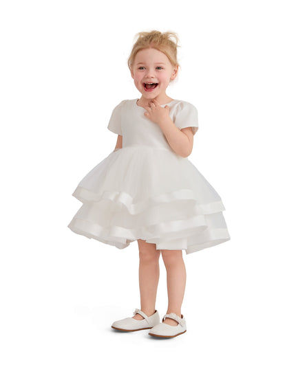 kids atelier tulleen White Suttona Satin Bow Dress
