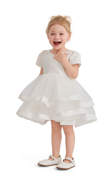 kids atelier tulleen White Suttona Satin Bow Dress