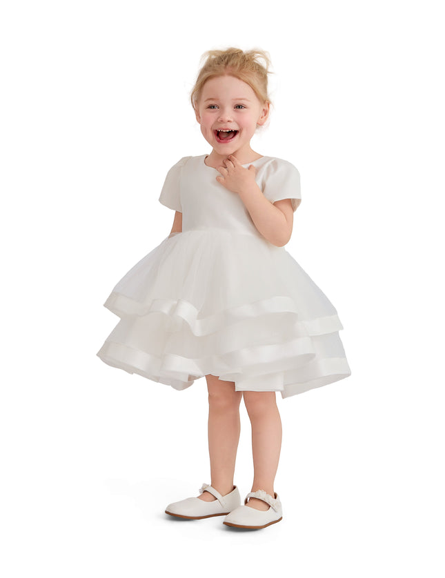 kids atelier tulleen White Suttona Satin Bow Dress
