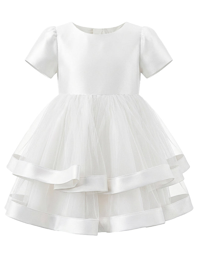 kids atelier tulleen White Suttona Satin Bow Dress