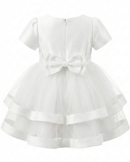 kids atelier tulleen White Suttona Satin Bow Dress
