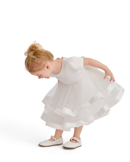 kids atelier tulleen White Suttona Satin Bow Dress