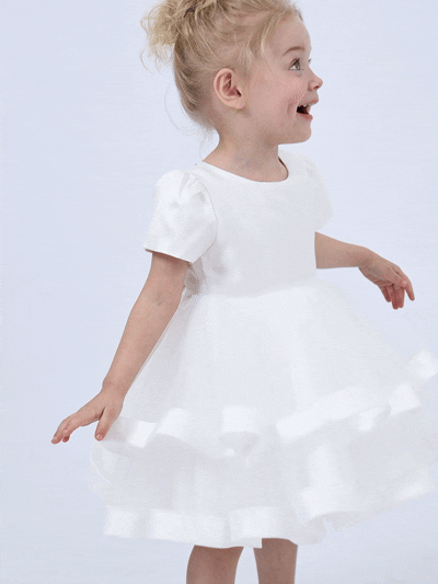 kids atelier tulleen White Suttona Satin Bow Dress