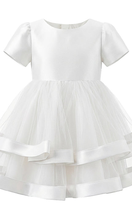 kids atelier tulleen White Suttona Satin Bow Dress