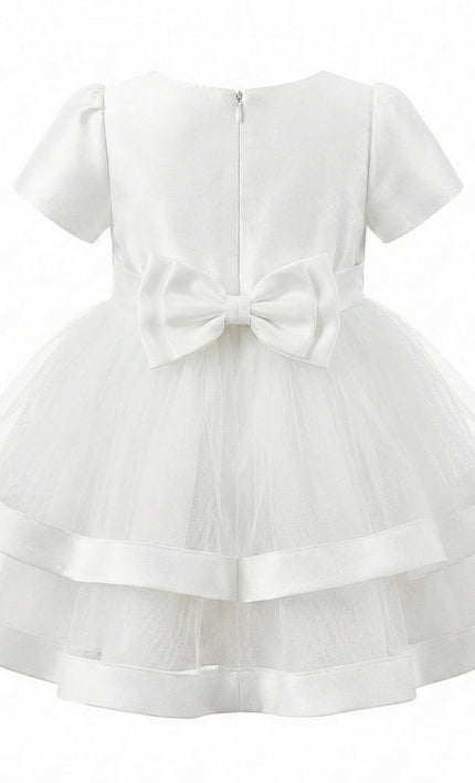 kids atelier tulleen White Suttona Satin Bow Dress