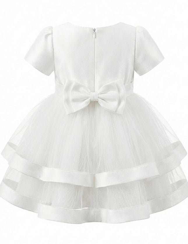 kids atelier tulleen White Suttona Satin Bow Dress