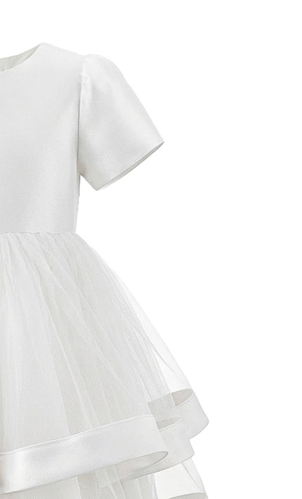 kids atelier tulleen White Suttona Satin Bow Dress