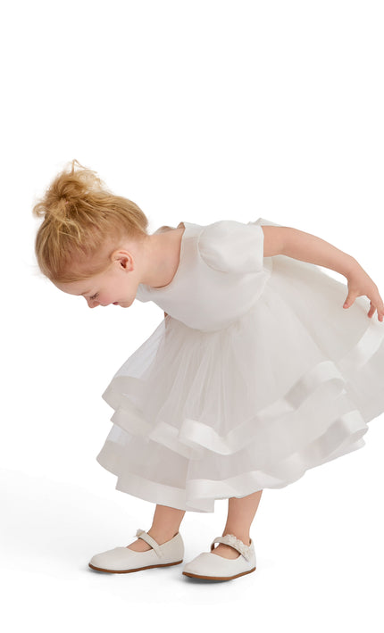kids atelier tulleen White Suttona Satin Bow Dress
