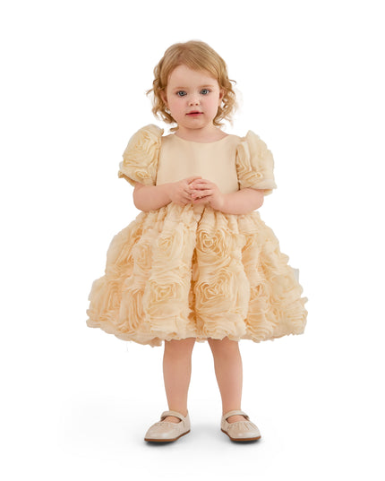 kids atelier tulleen Champagne Bow Rosette Dress