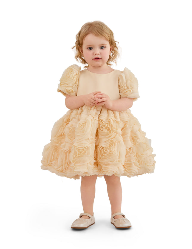 kids atelier tulleen Champagne Bow Rosette Dress