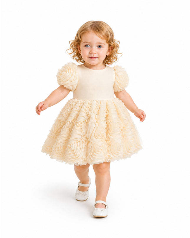 kids atelier tulleen Champagne Bow Rosette Dress