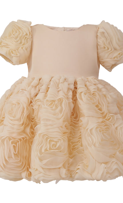 kids atelier tulleen Champagne Bow Rosette Dress