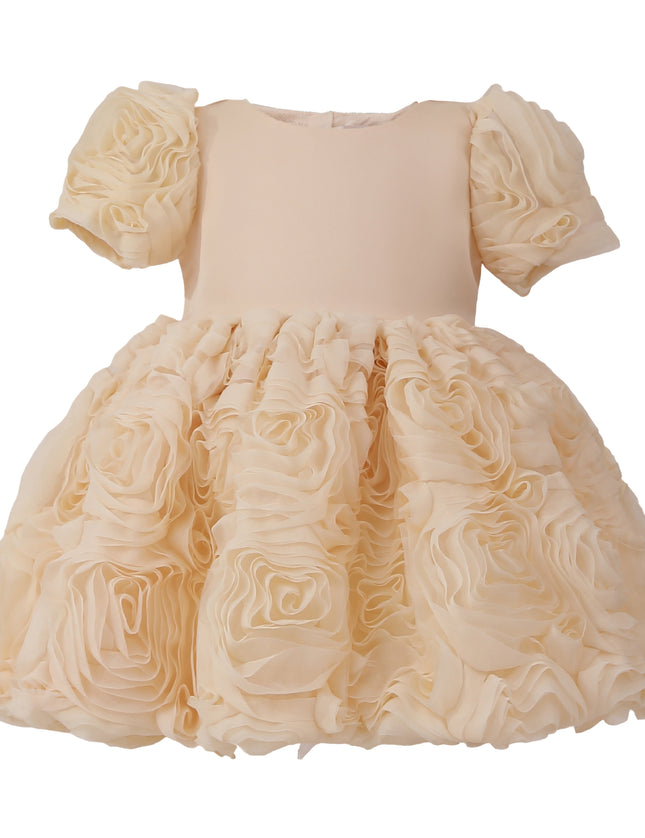 kids atelier tulleen Champagne Bow Rosette Dress