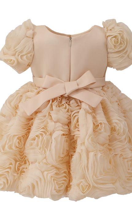 kids atelier tulleen Champagne Bow Rosette Dress