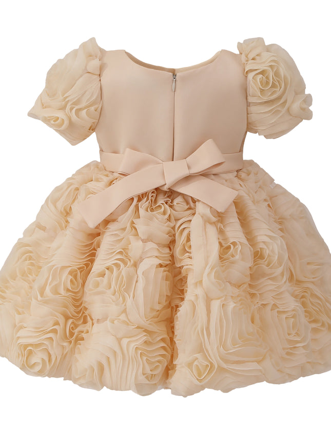 kids atelier tulleen Champagne Bow Rosette Dress