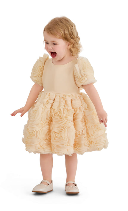 kids atelier tulleen Champagne Bow Rosette Dress