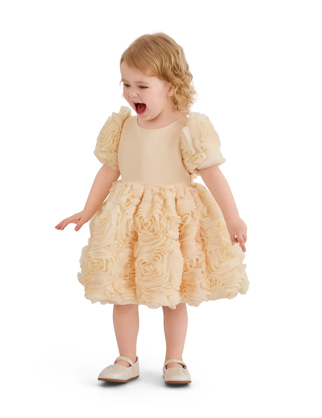 kids atelier tulleen Champagne Bow Rosette Dress