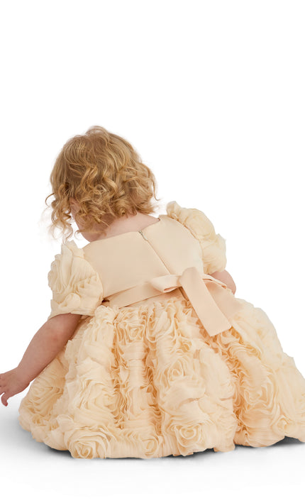 kids atelier tulleen Champagne Bow Rosette Dress