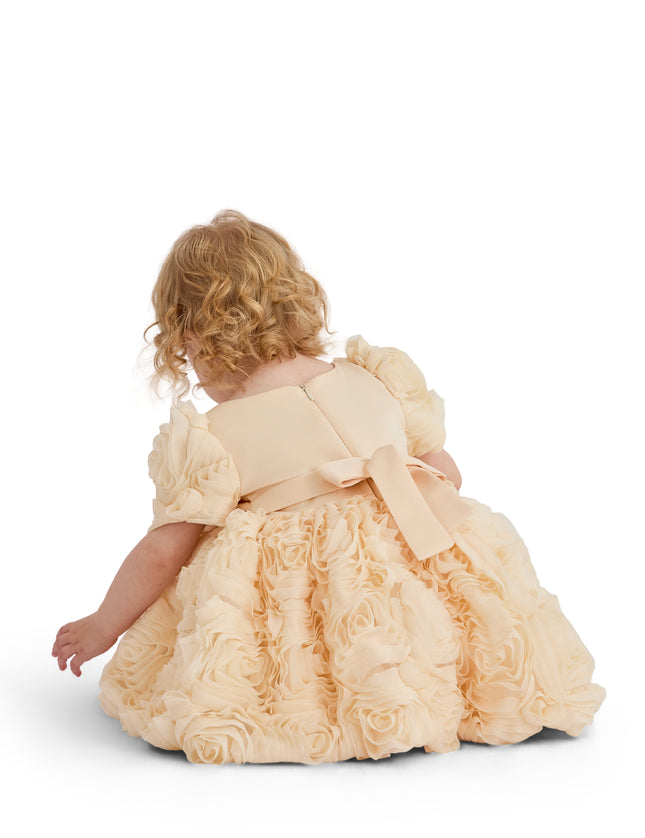 kids atelier tulleen Champagne Bow Rosette Dress