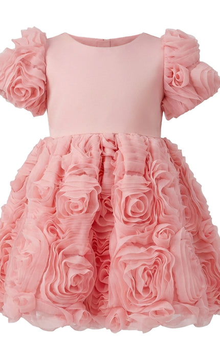 kids atelier tulleen Pink Bow Rosette Dress