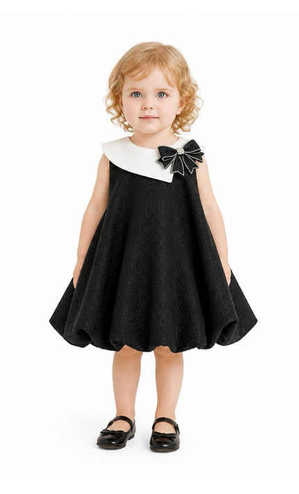 kids atelier tulleen Black Bow-Embellishment Dress